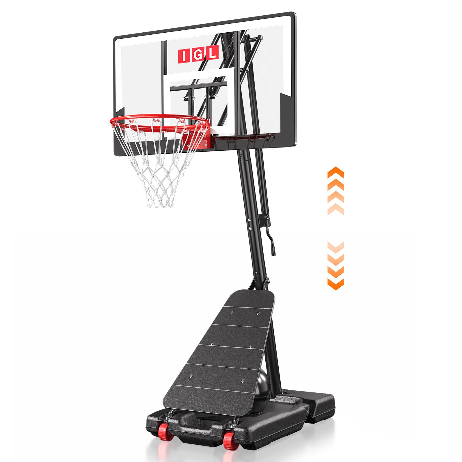 Photo 1 of IGL Basketball Hoop Outdoor 40 Inch, Height Adjustable 5.5-10 FT, Portable Basketball Goal with Shatterproof Backboard for Kids Teens Adults, Backyard Driveway
