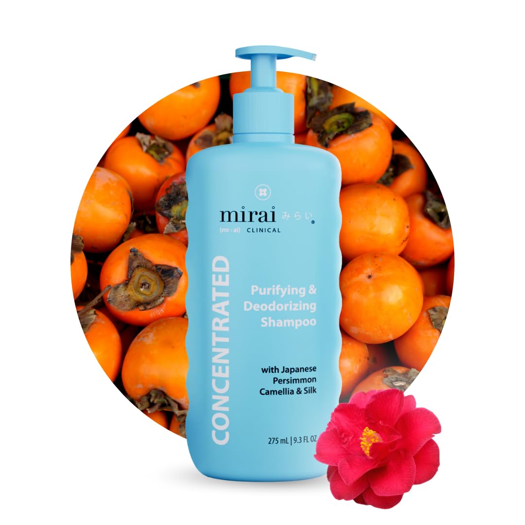 Mirai Clinical Persimmon Shampoo – Old People Smell Eliminator, Nonenal® Solution - Safe for Color-Treated and Mature Hair - Sulfate-Free,