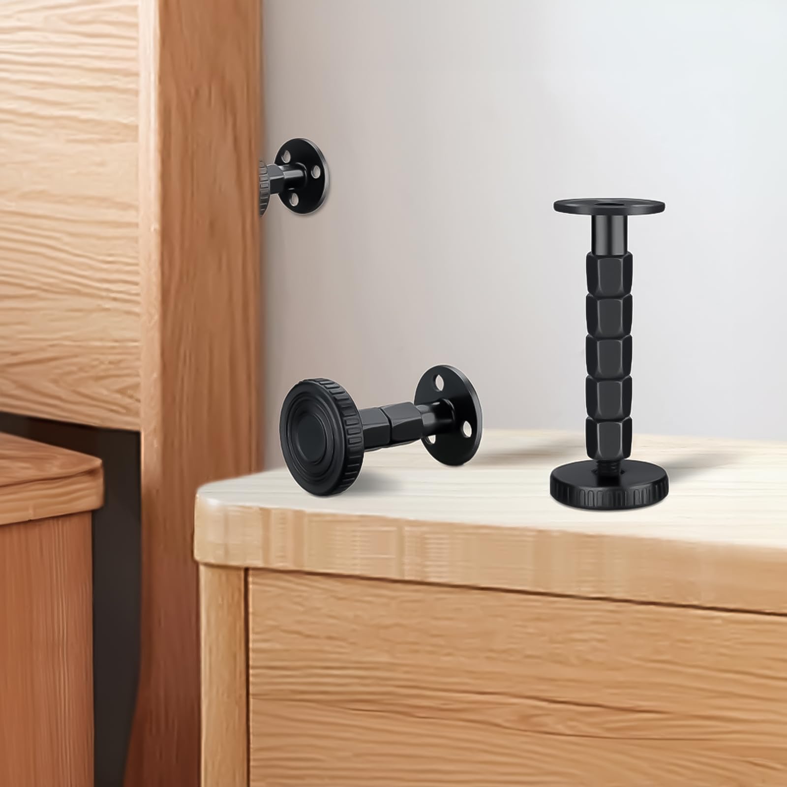 4 Stabilizzatori Per Testiera Letto - Antivibranti Regolabili, Nero, Per Mobili