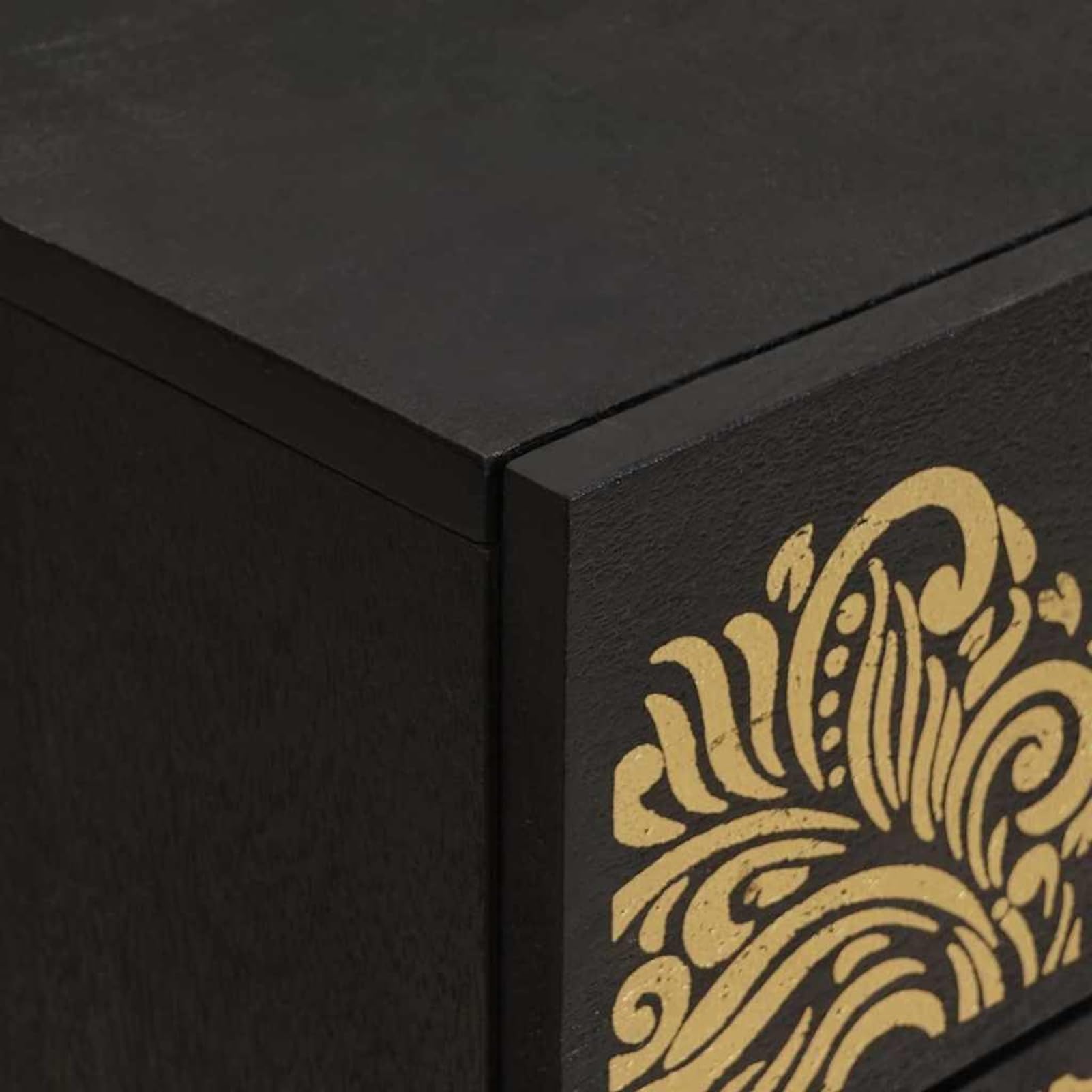 Homgoday Comodino con Porta Nero 50 x 33 x 60 cm Legno di Mango massello