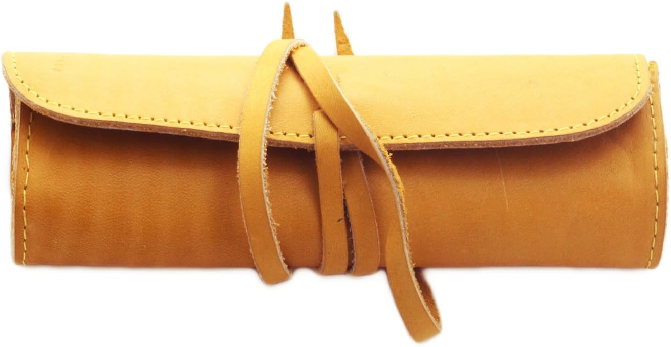 Tora Tora Handcrafted Full Grain Leather Eyeglass & Sunglass Case (Yellow)