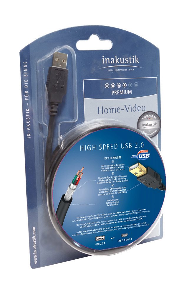 Inakustik Premium High Speed USB 2.0 Cable USB 2.0A to Mini B 5 m