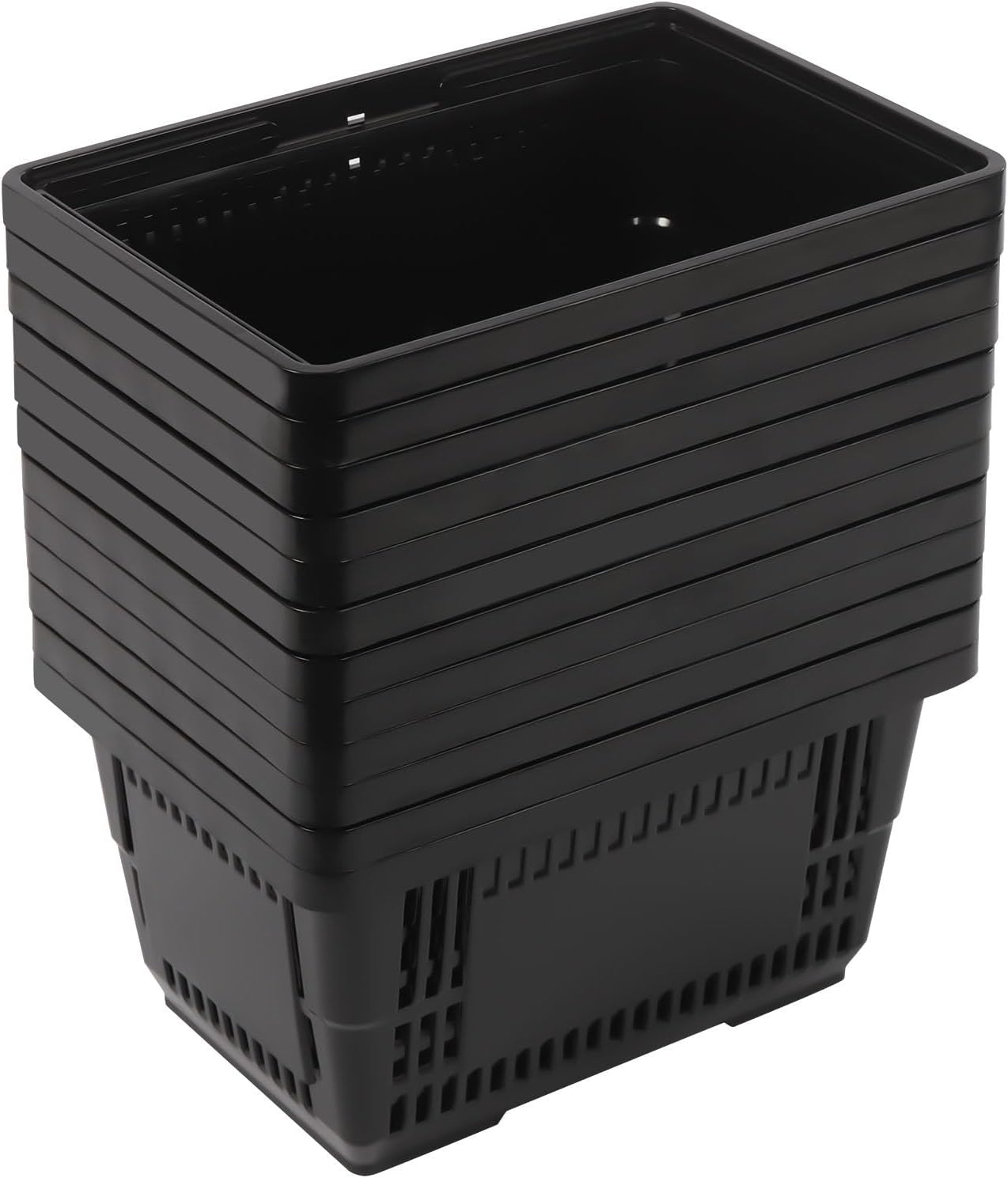 12PCS Black Shopping Basket,21L Portable Retail Baskets Grocery Basket with Handles,Hand Shopping Basket Set for Stores, Supermarket, Retail, Groceries Carrying (Black)
