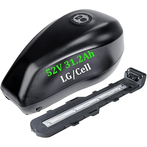 (Lg/Cell) 52V 31.2Ah Fuel Tank Battery for 1500W 750W 1000W Ebike Conversion Kit - Lithium Bike Battery for Bafang and Other Electric Bike Front Rear Wheel Kit
