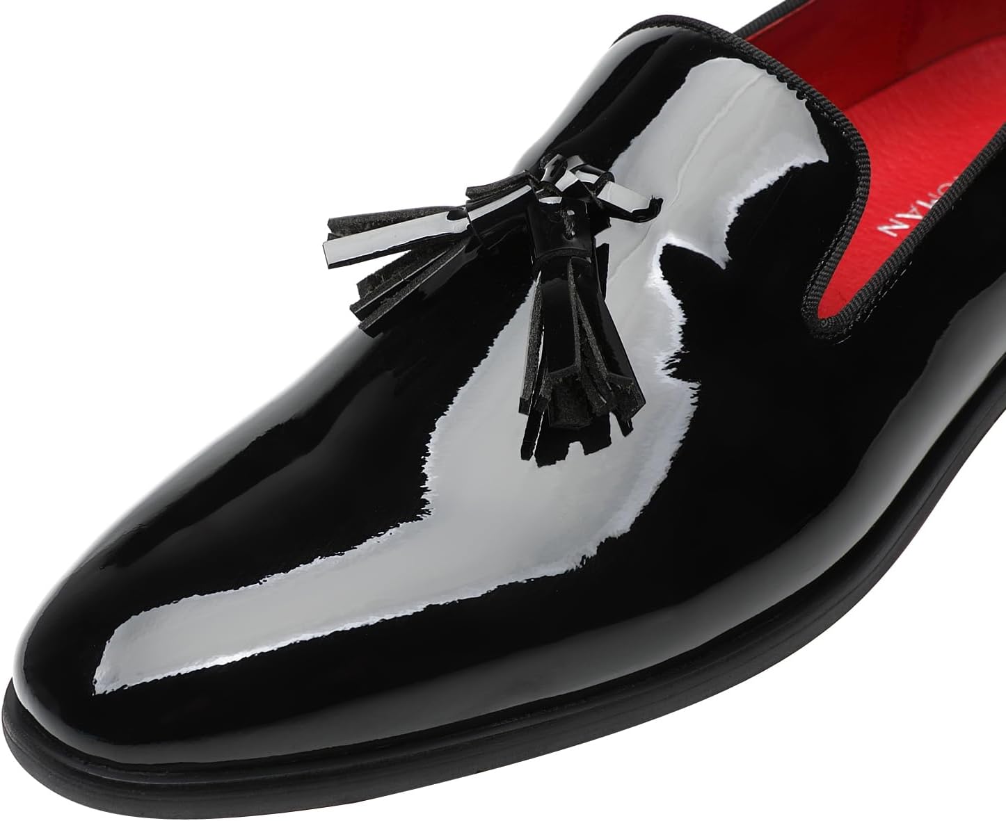 ELANROMAN Men's Patent Leather Loafers Wedding Party Prom Shoes - Image 4