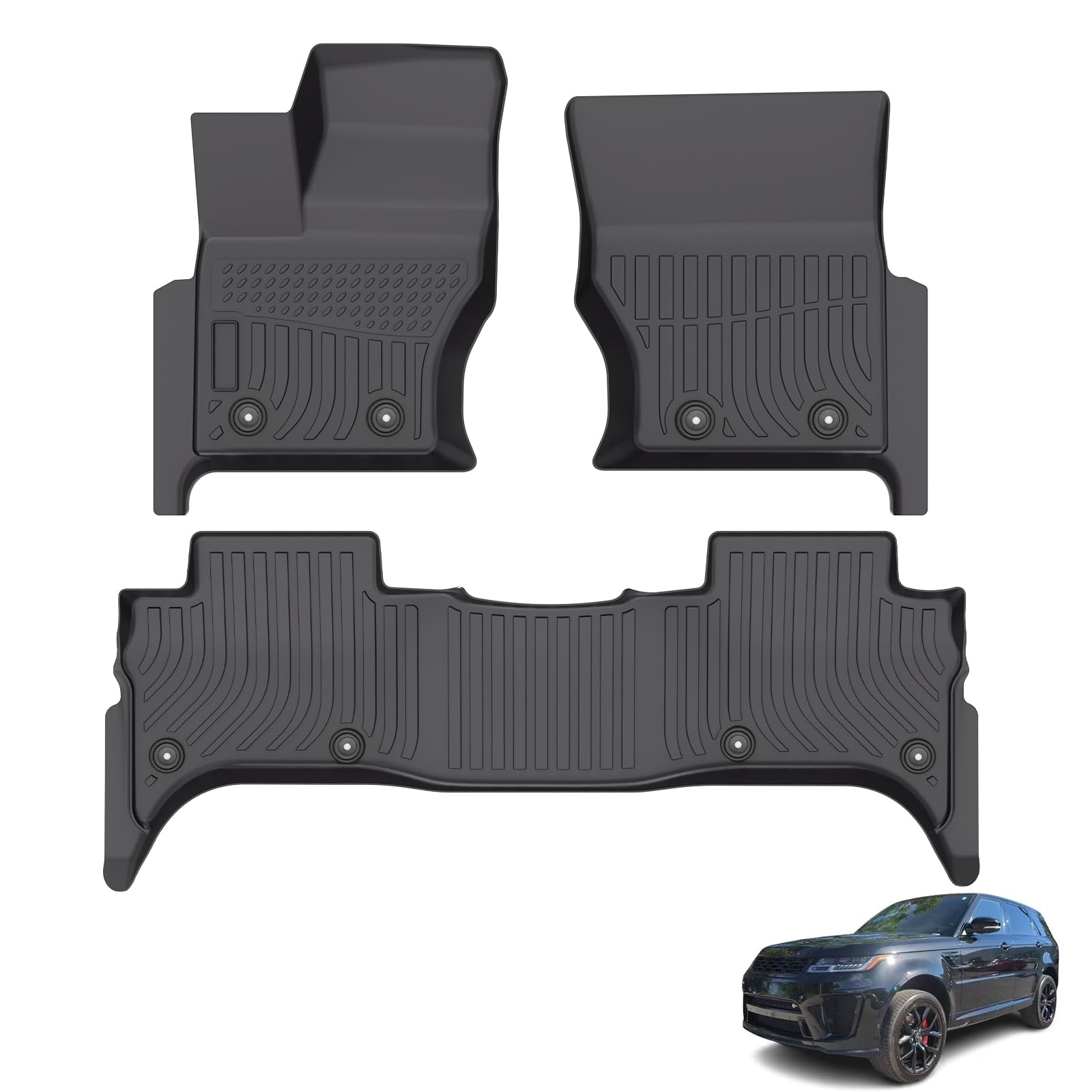 Floor Mats for 2014-2022 Range Rover Sport(Only for Range Rover Sport) All Weather Automotive TPE Liners Anti-Slip Waterproof Floor Liners Front &amp; Rear Row Accessories Black