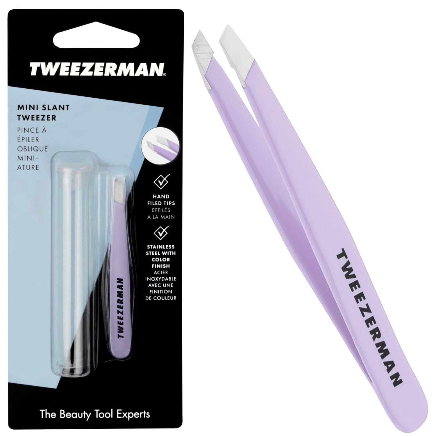 Tweezerman Lavender Mini Slant Tweezer, Stainless Steel (Pack of 1)