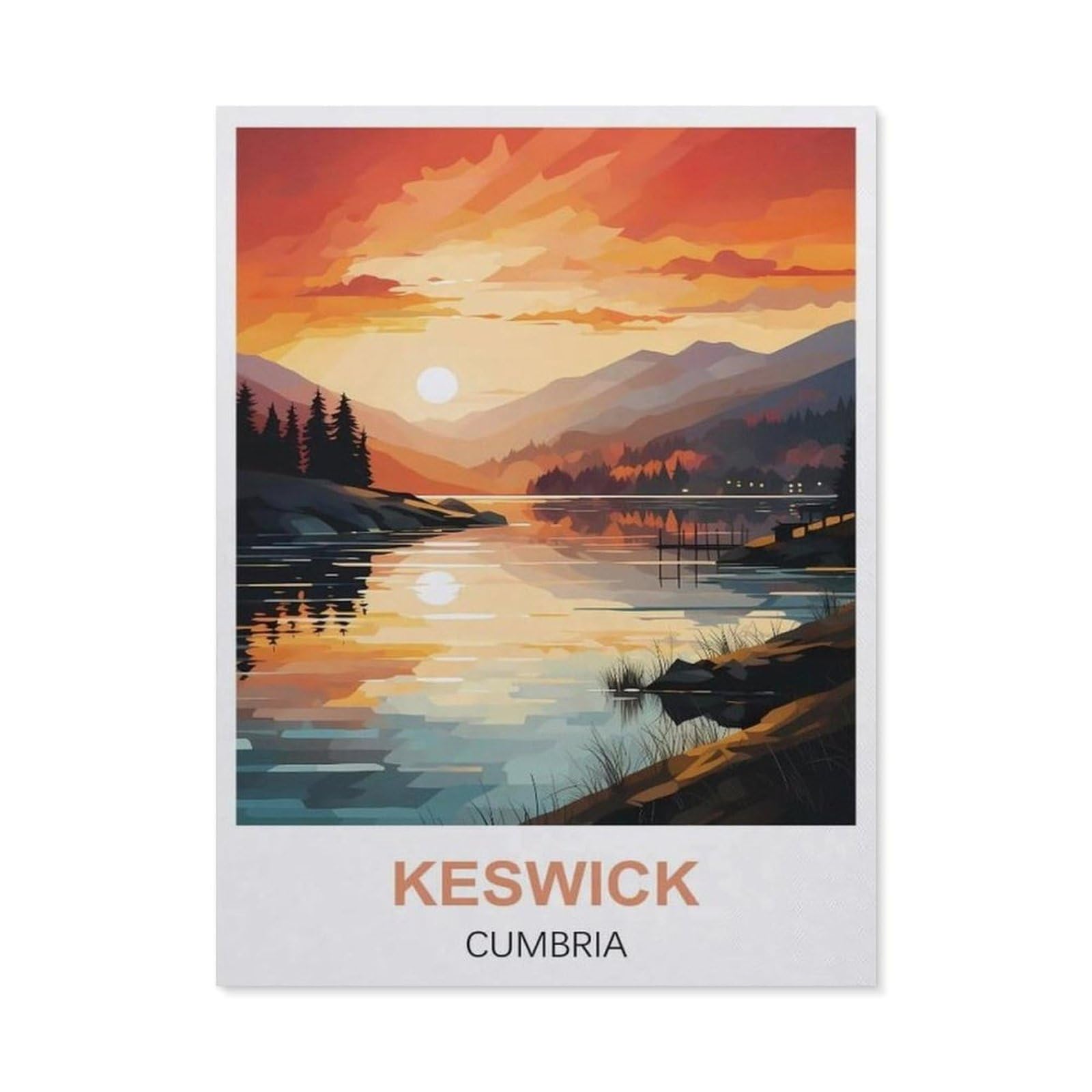 Funny Metal Tin Sign Wall Decor，Keswick Cumbria(30x40cm）