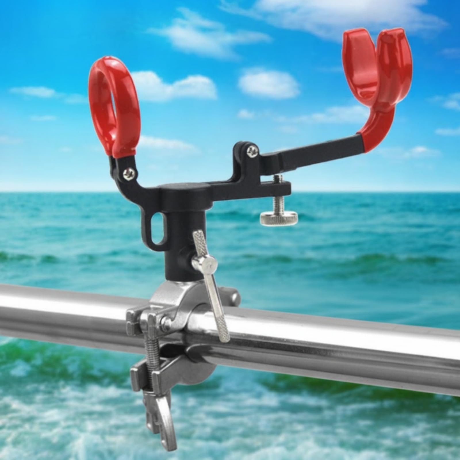 Harilla Portacanna da Barca Porta Canna da Pesca Supporto con Fissaggio Rapido su Tubo Tondo in Acciaio Inox 304 E Testata in