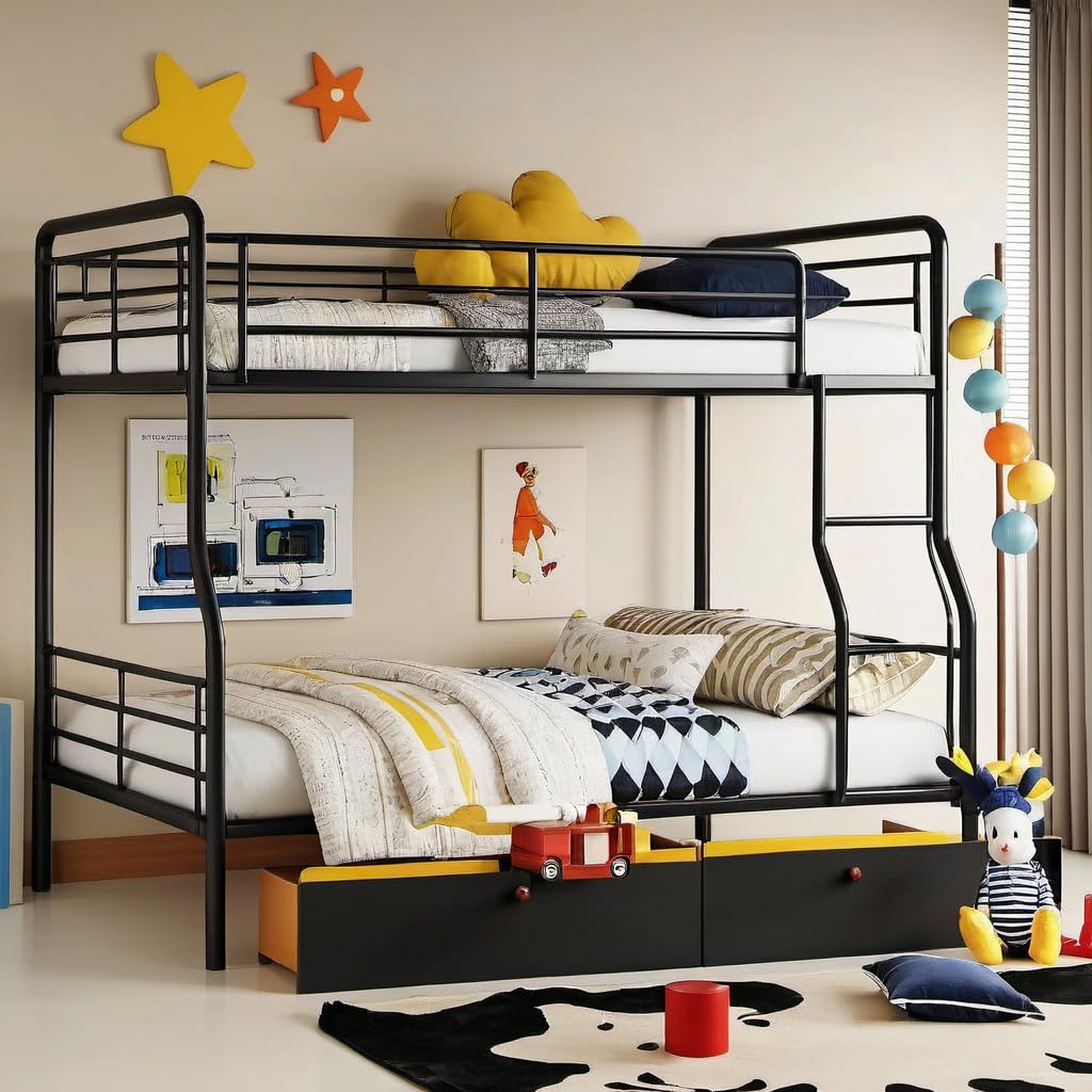 Photo 1 of *PARTIAL SET*
PVWIIK Full Over Queen Bunk Bed with Storage Drawers for for Dormitory,Living Room,Bedroom,Kids,Metal Bunk Bed w/Ladder & Full Length Guardrail No Box Spring Needed PARTIAL SET BOX ONE OF TWO