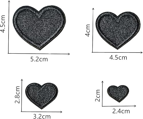 Miniatura 5 de 24 parches para planchar con corazón negro, parches bordados con corazón para ropa, chaquetas, sombreros, mochilas, jeans