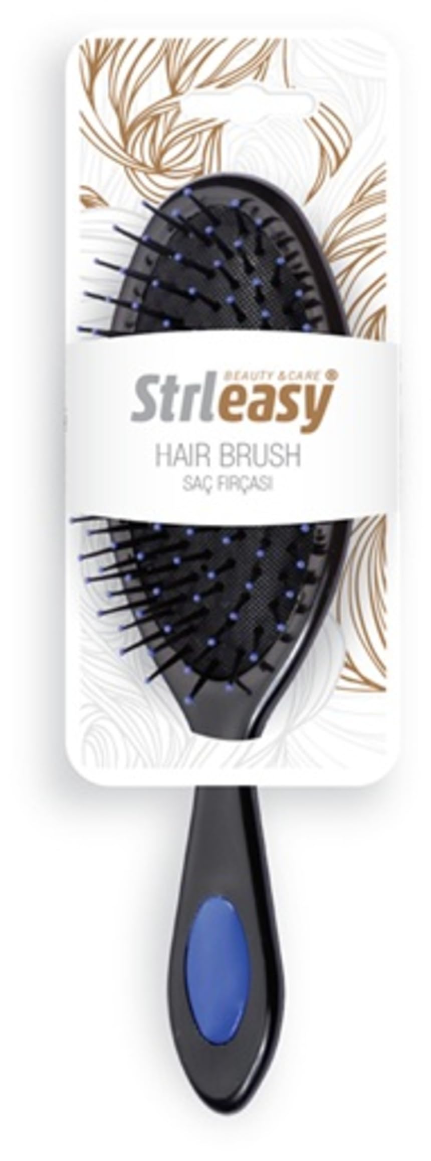 STRLEASY 6728 Oval Saç Fırçası, Büyük Boy, Islak ve Kuru Saçlar İçin, Esnek Kıllı, Ergonomik Saplı, Düğüm Açıcı, Saç Kırılmasını Önleyici