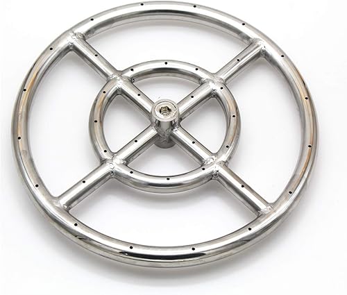 Miniatura 2 de MENSI Quemador de doble anillo de fuego de acero inoxidable de 12 pulgadas para fogata de gas 92,000 BTU