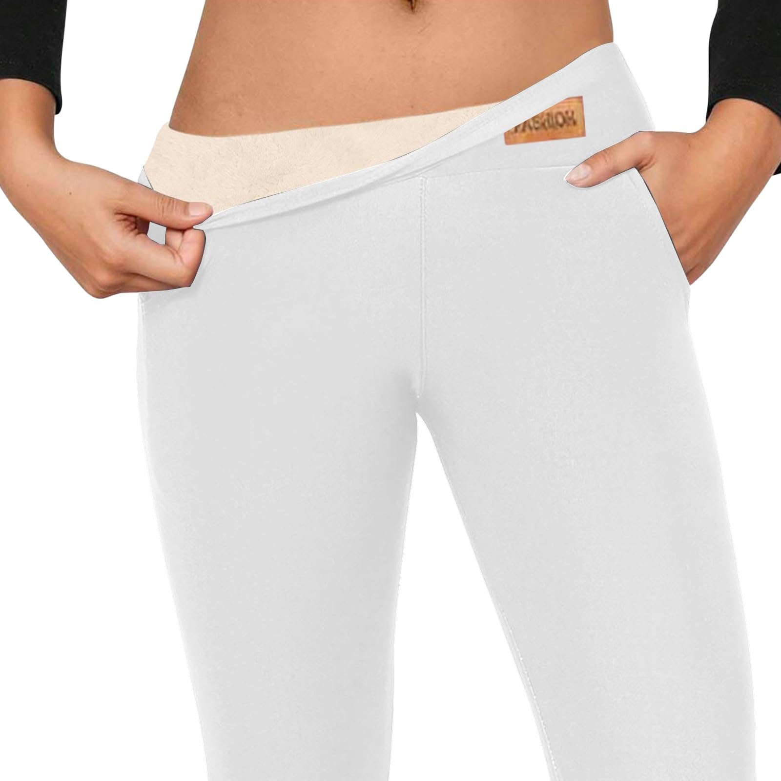 Pantalones térmicos para mujer, forrados de invierno, pantalones de yoga, pantalones de corte bootcut, pantalones cortos de cintura alta, térmicos, lisos, cómodos, térmicos, elásticos, informales, de