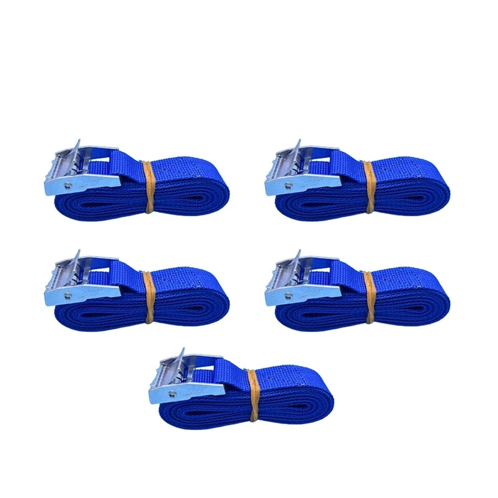 Tie Down Strap, 5Pcs 2M Tension Rope Tie Down Strap Strong Ratchet Belt Car Lugga Bag Cargo Lashing Strap Zinc Alloy Zinc Nylon 5 Color(5PCBlue-2M)