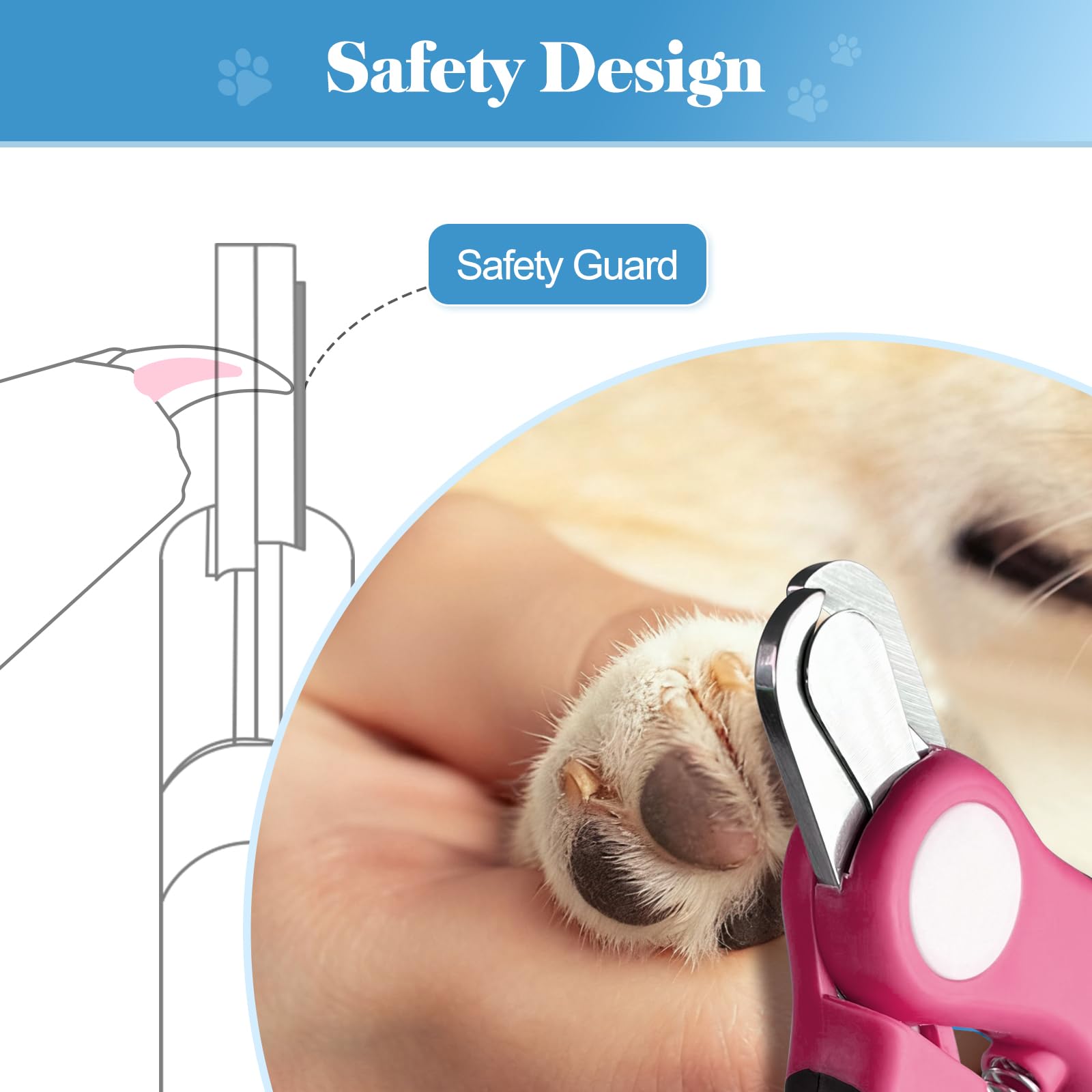 Swihauk Heavy Duty Dog Nail Clippers and Trimmers, Professional Pet Nail Clippers with Nail File for Dogs Cats Small Animal, Claw Clippers with Safety Guard to Prevent Over-Cutting, Pink - image 4
