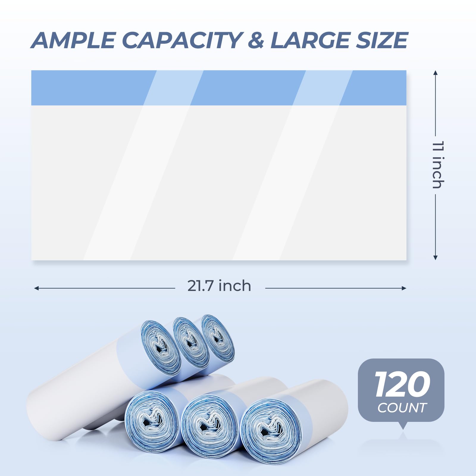 Bolsa de basura con cordón, 6 rollos/120 piezas, compatible con caja de arena para gatos G1, bolsas de arena resistentes para gatos, caja de arena automática para gatos, bolsas de basura con