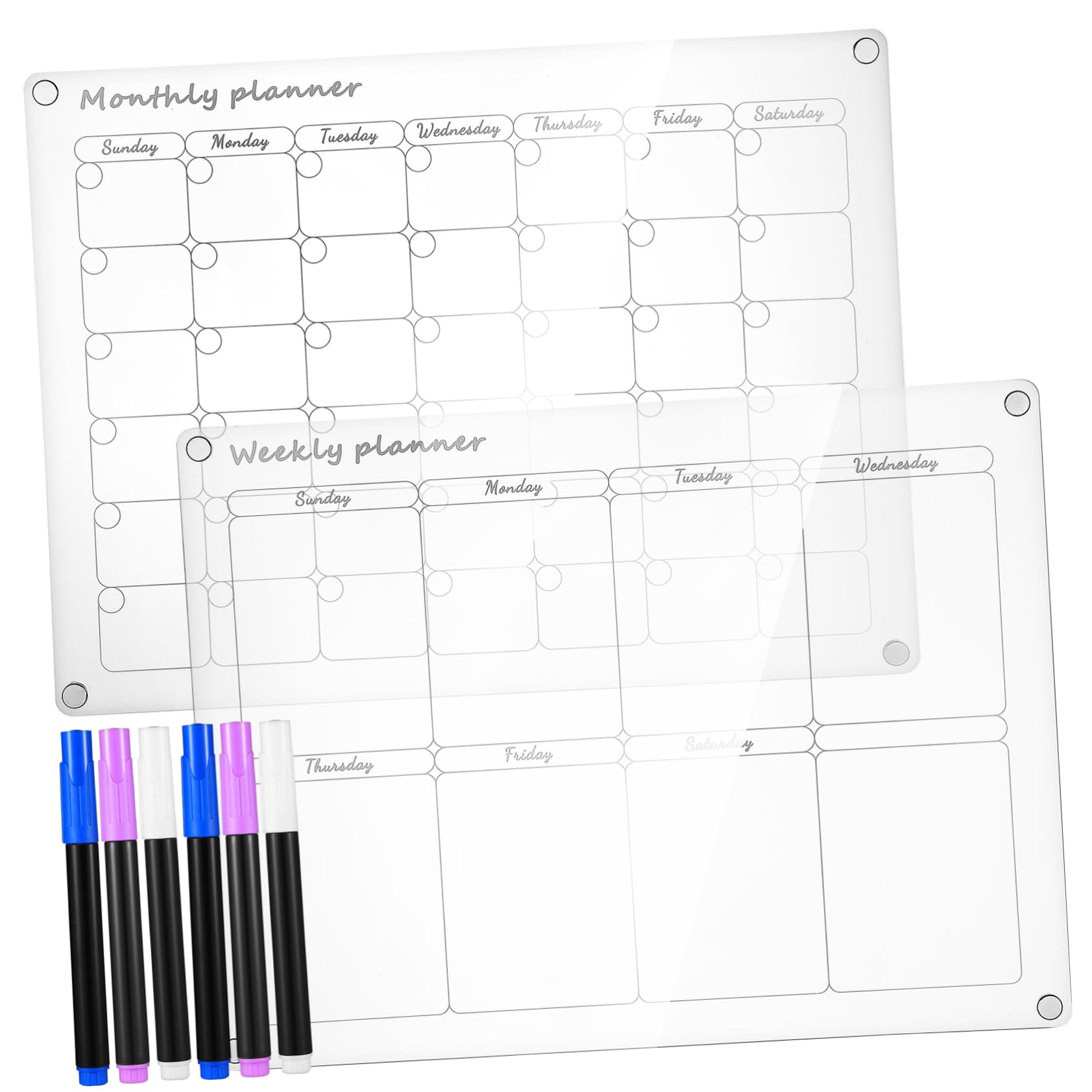 Transparente Acryl Planungstafeln Wochen und Monatsplaner