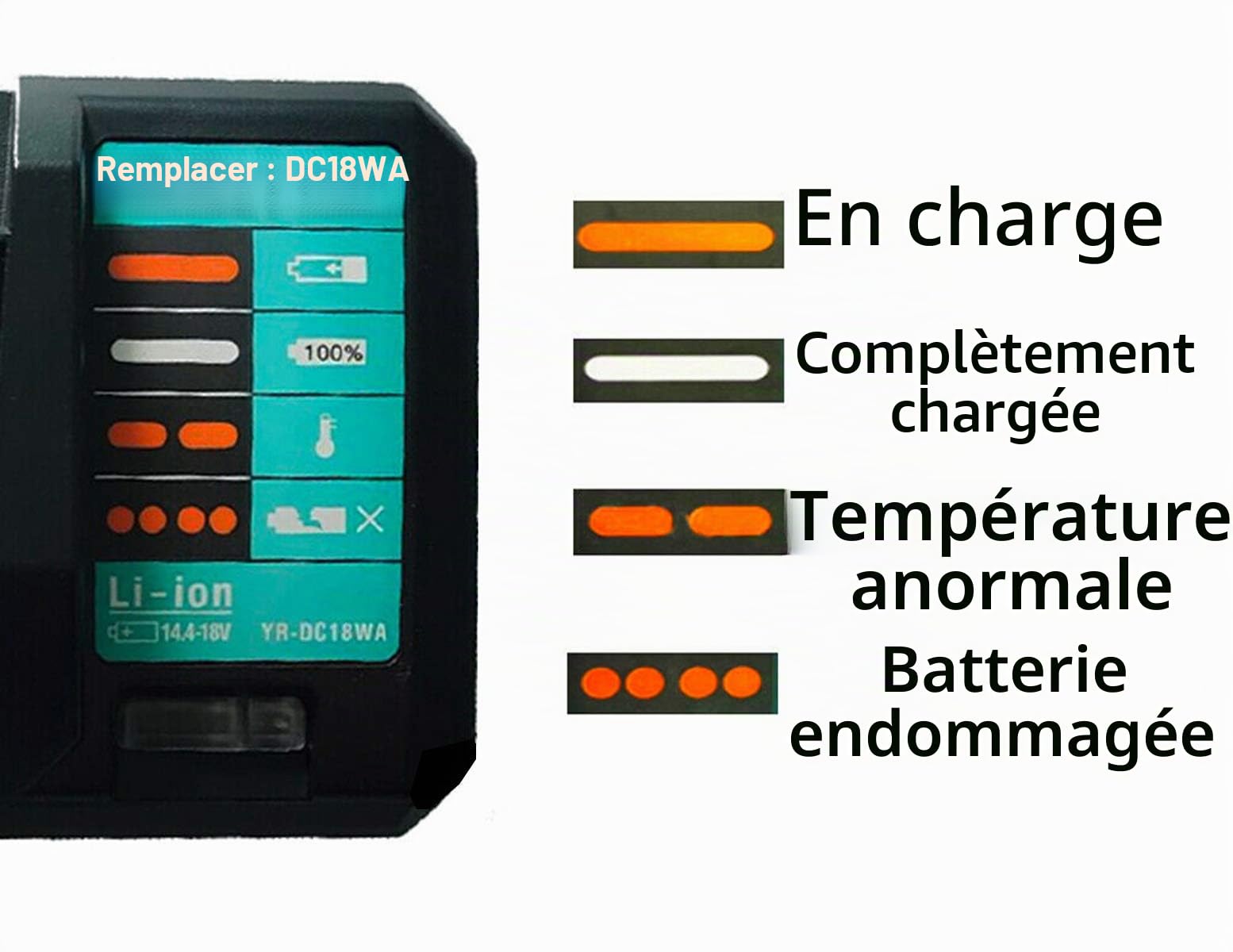 Chargeur de Rechange DC18WA 14.4-18V + 18V 2.0Ah BL1813G Batterie pour BL1820G BL1815G BL1813G BL1811G 195608-4, HP457D TD127D DF457DWE DK18041 DK18015 HP457DWE MDF452DWEG MT071E