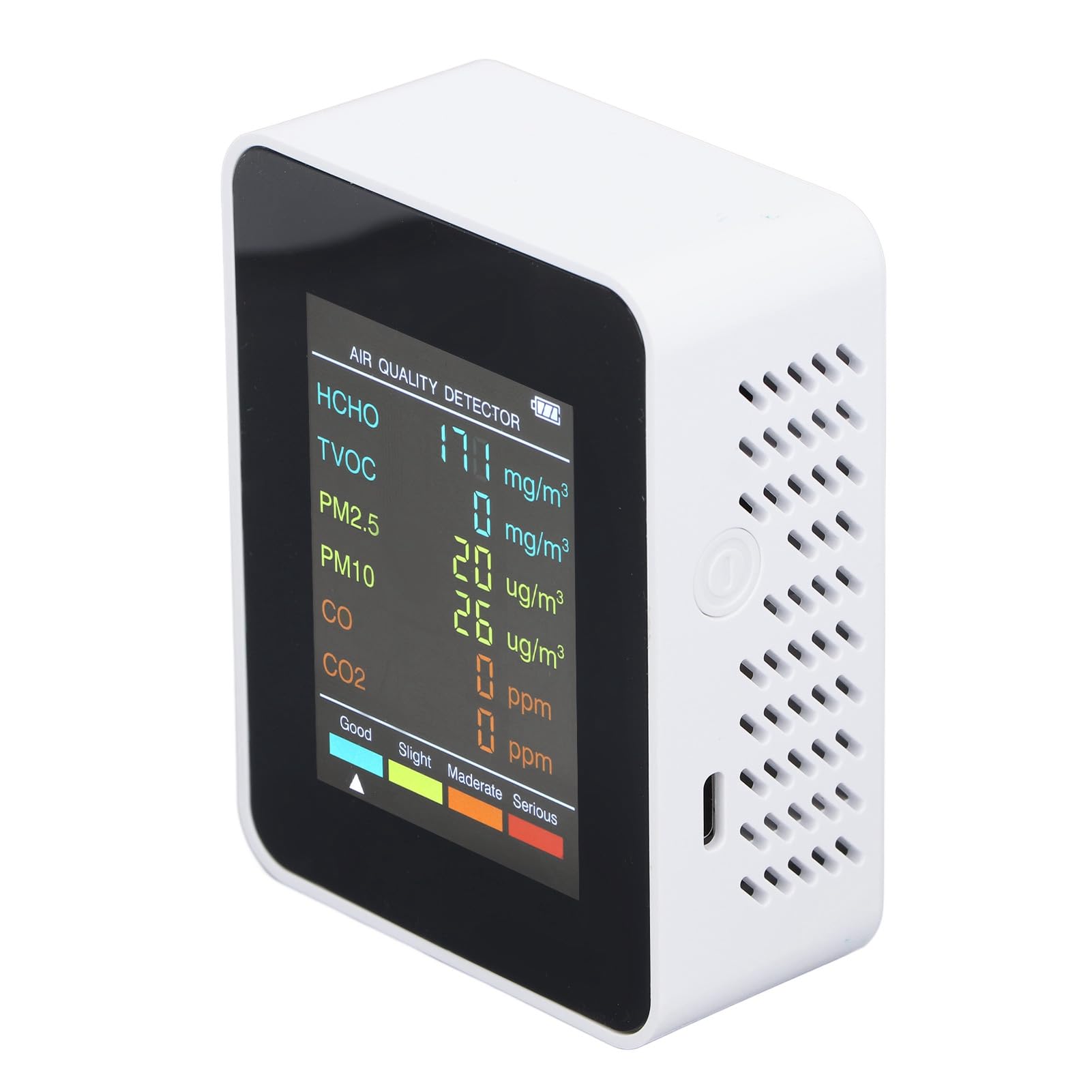 CO2 TVOC HCHO PM2.5 PM10 Detektor ekranu LCD do precyzyjnej kontroli, ładowanie USB dla jakości powietrza wewnętrznego, odporny na zużycie materiał absessowy