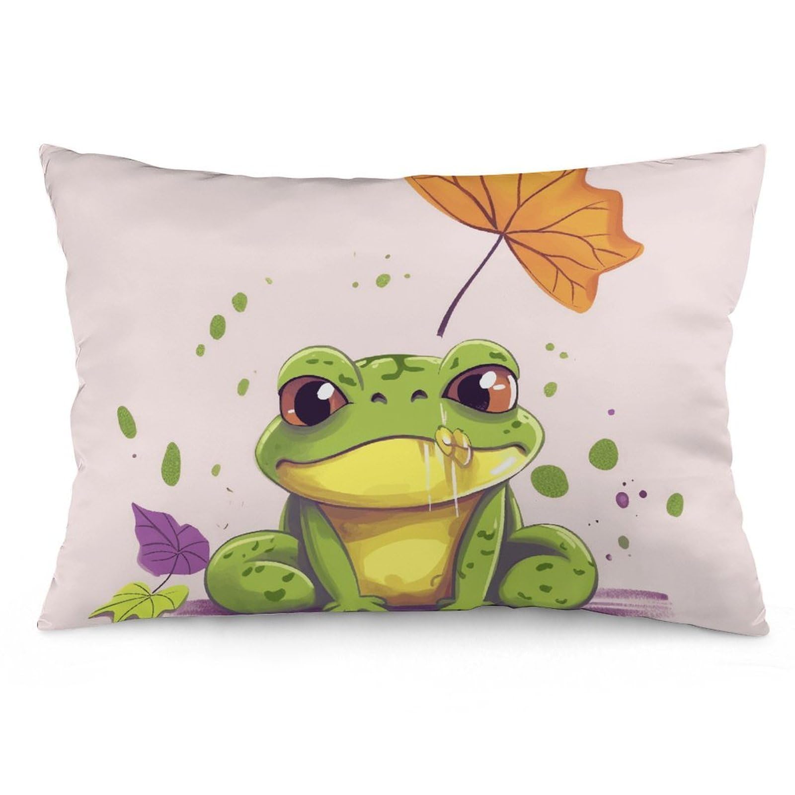 2 Pack Pillow Cases for Hair and Skin, Soft Breathable Pillow Case Covers with Hidden Zipper, Leaves and Frog Pillowcase 16 "x24 Pillow Covers for Sleeping Gift