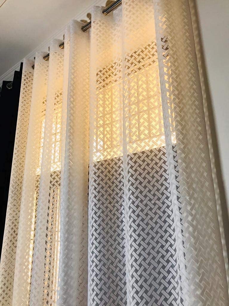 SB TEXTILES Tissue Net Striped Fabric for Curtains Chair Cover Sofa Panel Cover Sheer Curtain Fabric Transparent Unstitched Fabric Material for Curtain Window (Cream, 1 Meter)-picture-12