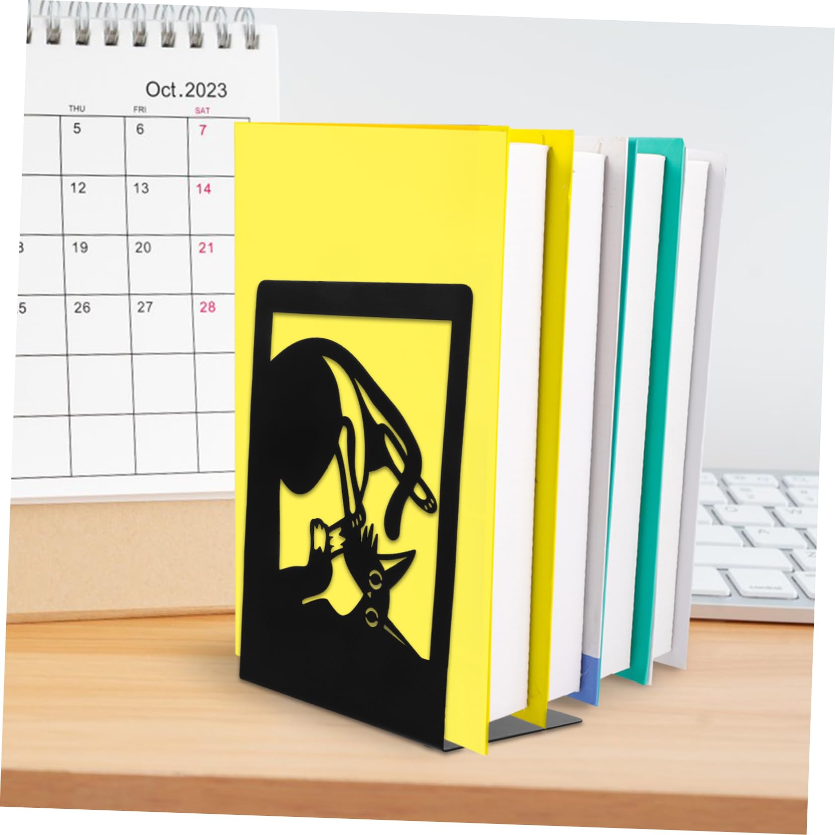 Reggilibri In Ferro Per Scrivania - Supporto Per Libri, Tablet E Riviste - Design Moderno Nero Per Ufficio E Casa - Foto 4