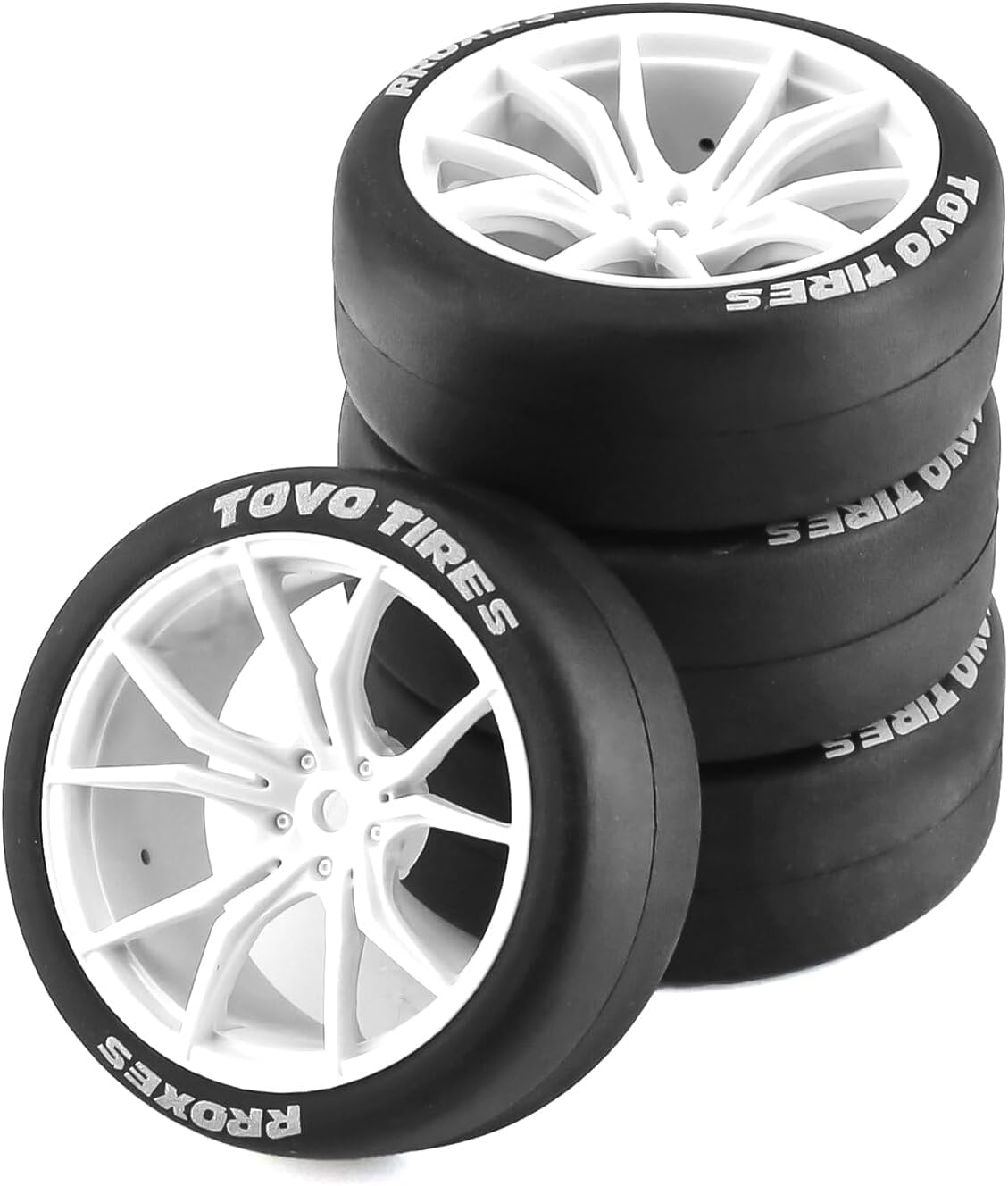 Lifehead 65mm OD / 12mm Hex/Race Track RC Drift Car Tires and Wheels for 1/10 Road