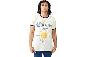Corona Extra Label Crew Neck Short Sleeve Natural Ringer Tee