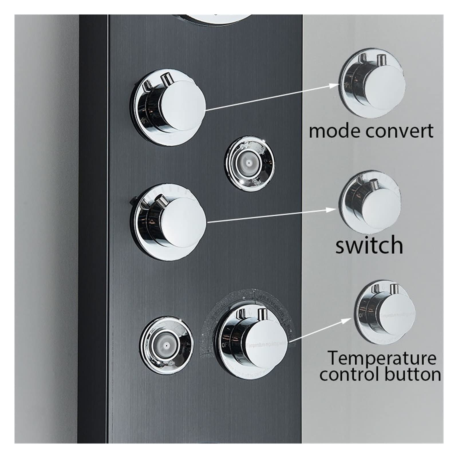 Rubinetto for Colonna Doccia a LED di Lusso Nero Spa Massaggio Pannello Doccia a Getto Rubinetto a Torre Batteria Schermo Temperatura Digitale Rubinetto for Bagno(No LED 8016 Black)