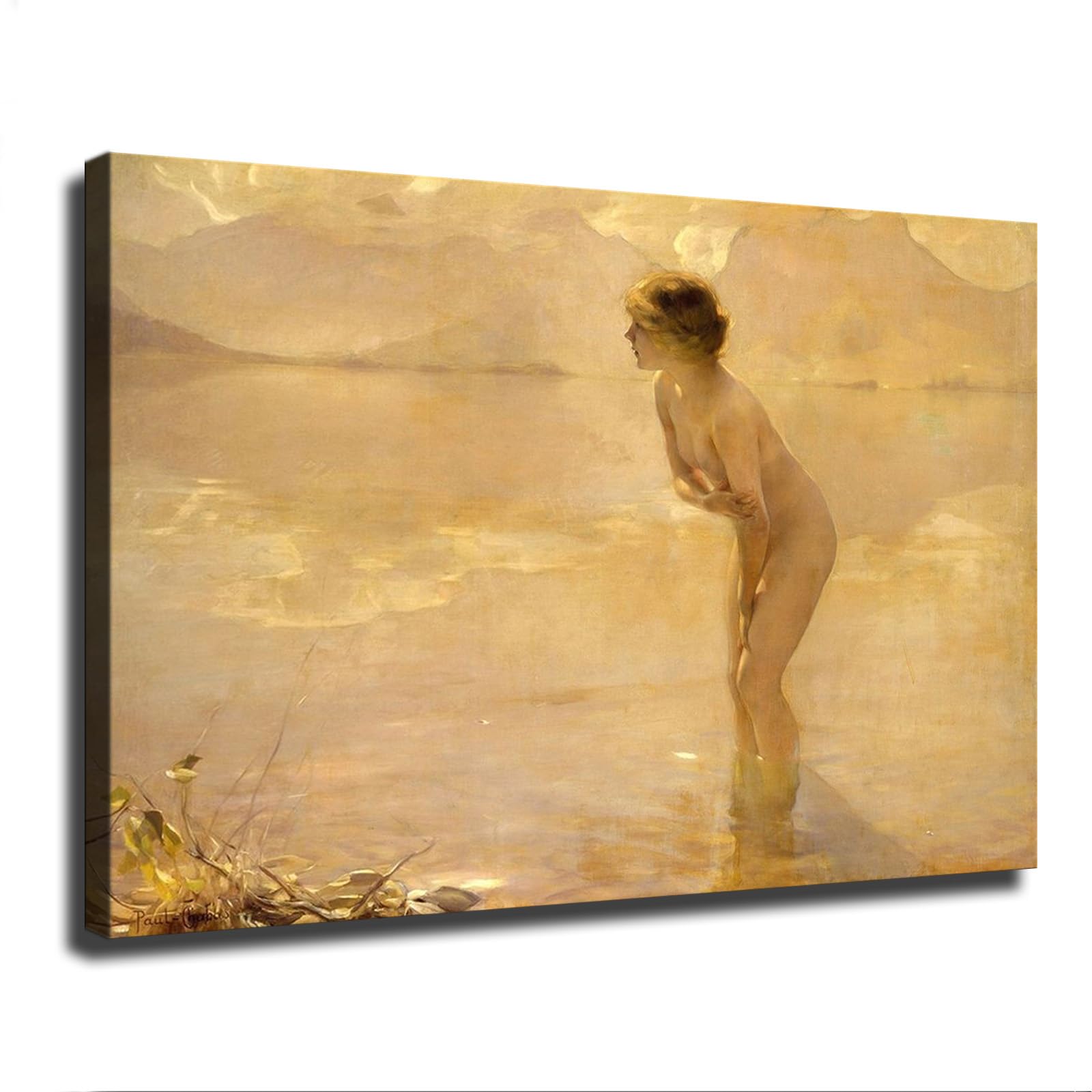 Paul Chabas September Morn Poster Artwork Pictures for Bedroom Wall Decor Aesthetic Canvas Prints Wall Painting for Bathroom Modern Home Office Decorative Artwork Canvas Decoratio (12x18inch,Framed)
