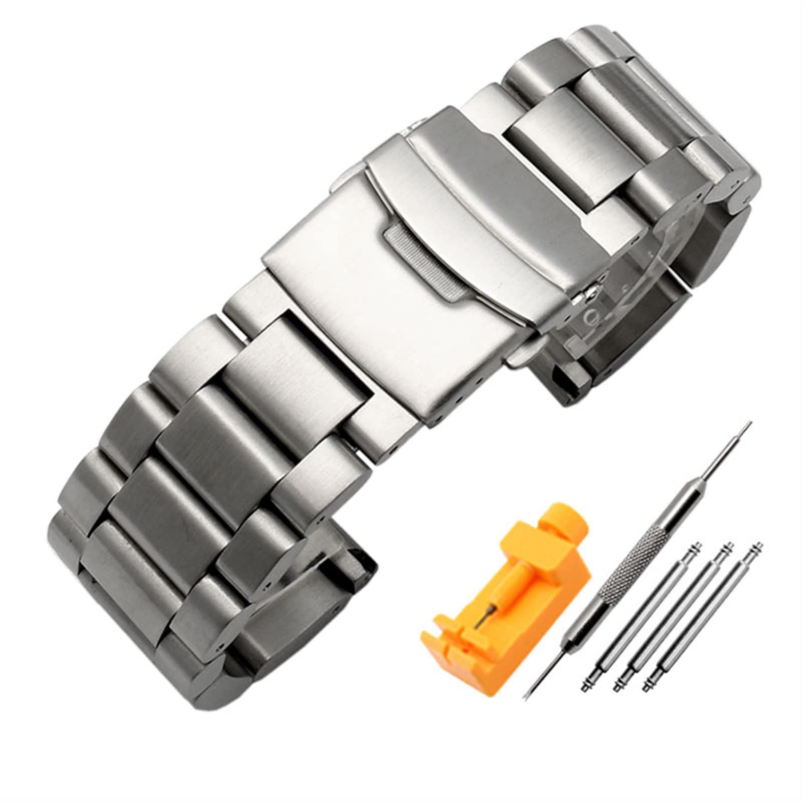 Cinturini per Orologi in Acciaio Inossidabile di Grandi Dimensioni con Ispessimento Solido 5,5 mm Argento Nero 22 mm 24 mm 26 mm Cinturino in Metallo Opaco Cinturino da Polso