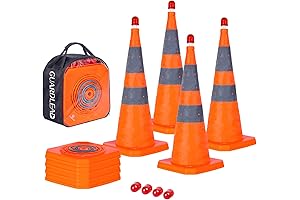 GUARDLEAD 4 Pack 28" Collapsible LED Traffic Cones