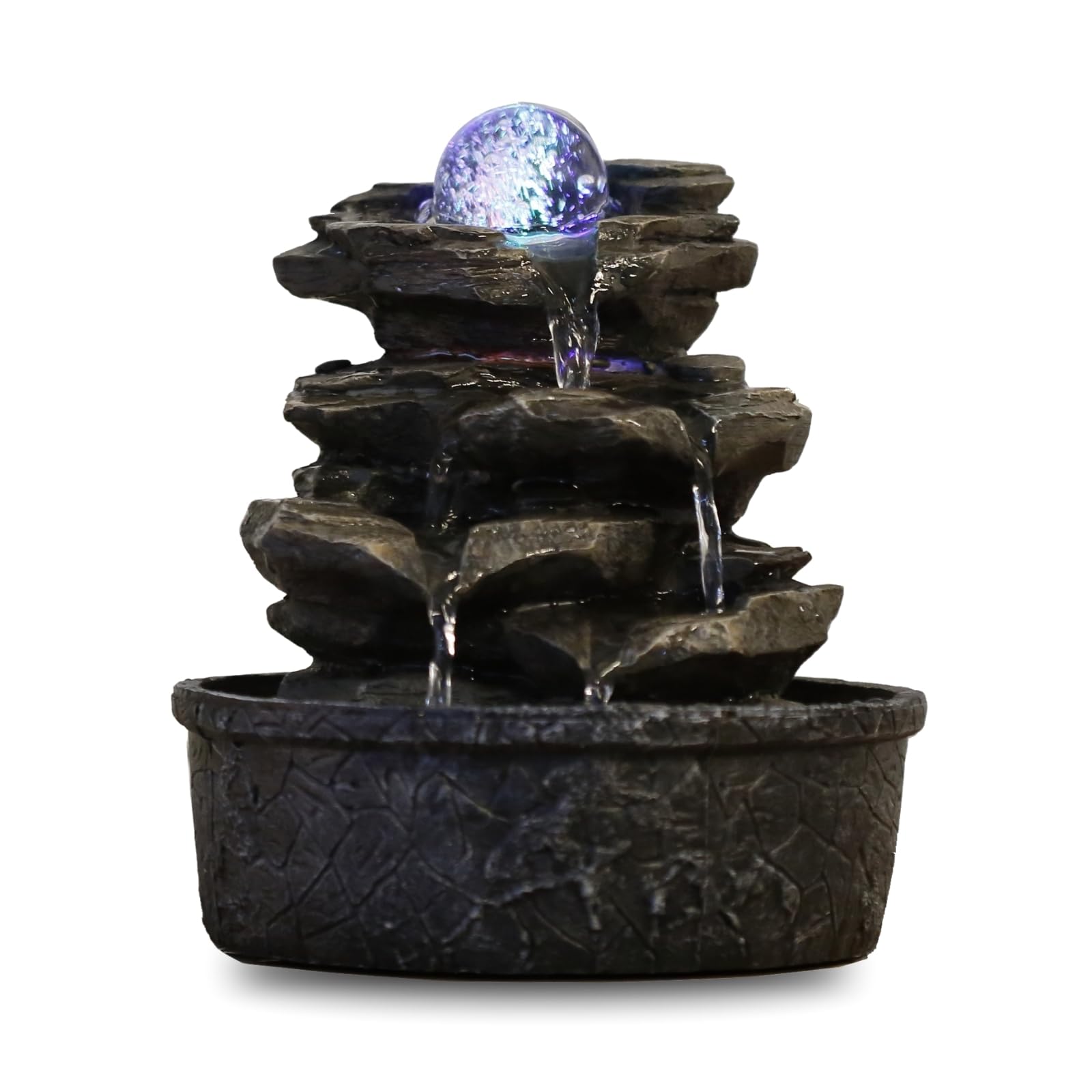Fontana ZenLight Little Rock in poliresina, marrone scuro, 20 x 20 x 23 cm
