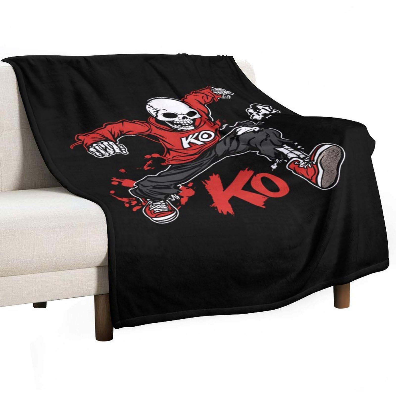 CGSBNGHA Kung Fu Skull Flannel Fleece Blanket Lightweight Soft Throw Blankets for Sofa Couch Bed Chair