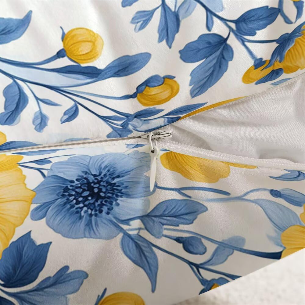 Federe Cuscini Divano 60x60 cm Federe Morbido Copricuscini Blu in Velluto, 2 Pezzi Copri Cuscini per Divano Piante Quadrati Decorativi Federa Cuscino Primavera per Camera da Letto Soggiorno (IU165)