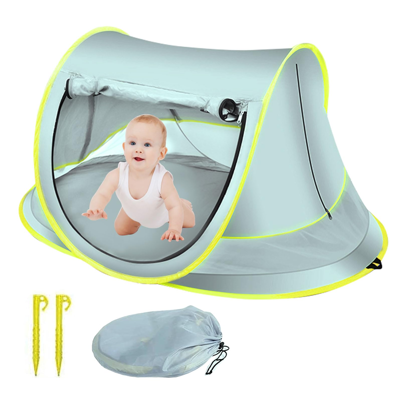 Tienda de campaña de playa para bebé, portátil, protección UV UPF 50+, tienda de campaña de playa de apertura rápida, plegable, impermeable, para playa, viajes, senderismo, camping, pesca