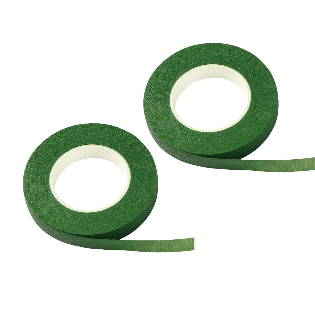Floral Tape, 2 Rolls Dark Green Floral Stem Wrapping Tape for DIY Bouquet Wreath Making Floral Arrangement Craftting, 25 yard * 1.2cm