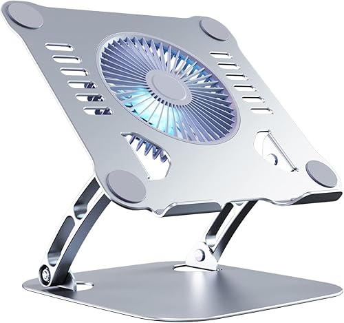SHUWEI Soporte de refrigeración para laptop con ventilador de 3 velocidades, soporte de computadora portátil de altura ajustable para escritorio,
