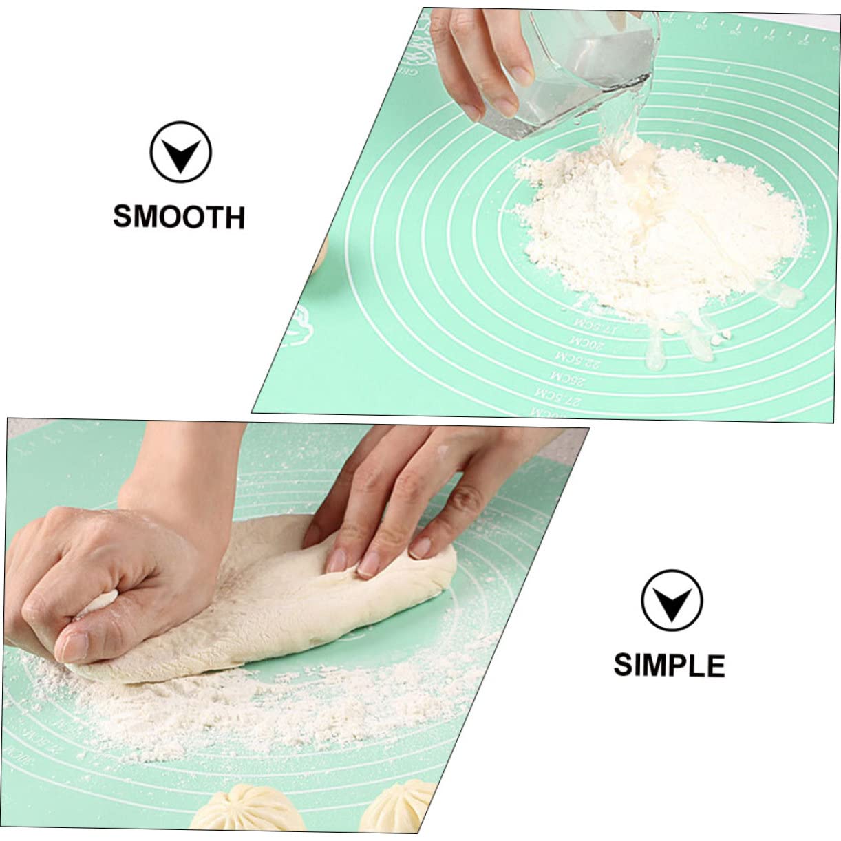 Verschleißfeste Knetmatte aus Lebensmittelechtem Silikon Rutschfeste Gebäck und Teigrolle für Arbeitsplatten Wiederverwendbare Multifunktions Backmatte für Pizza Brot und Nudeln