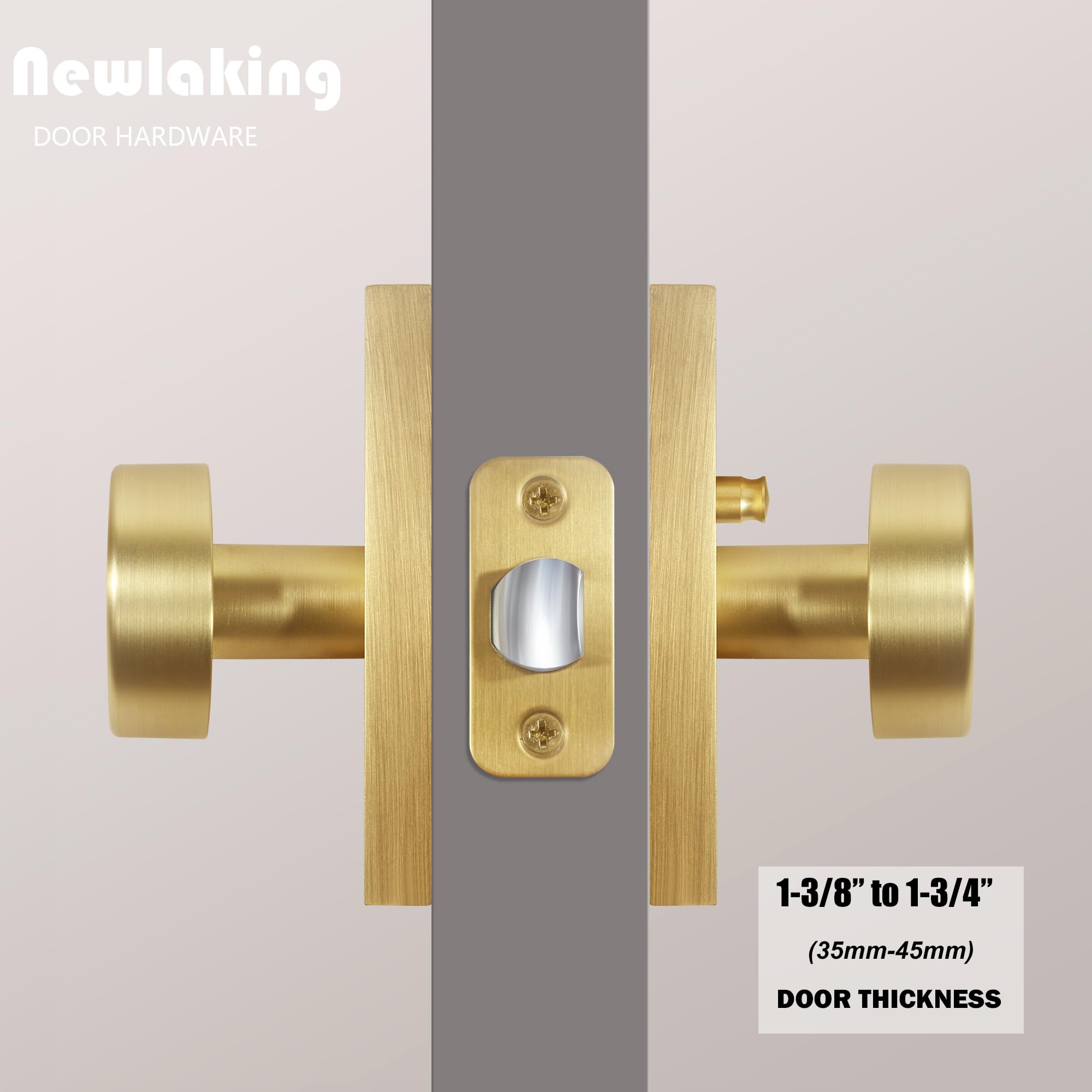 Satin Brass Privacy Door Knob with Lock -4