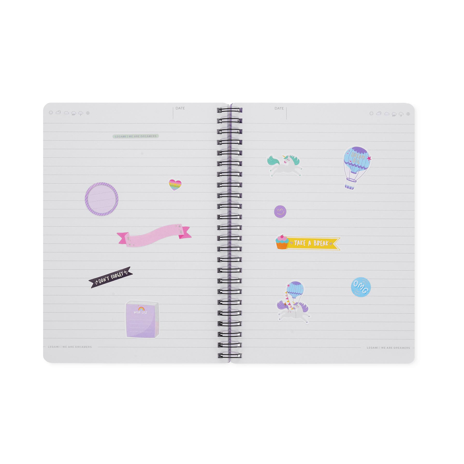 Legami - Cahier à rayures spirales, format A5, large, 15,5 x 21 cm