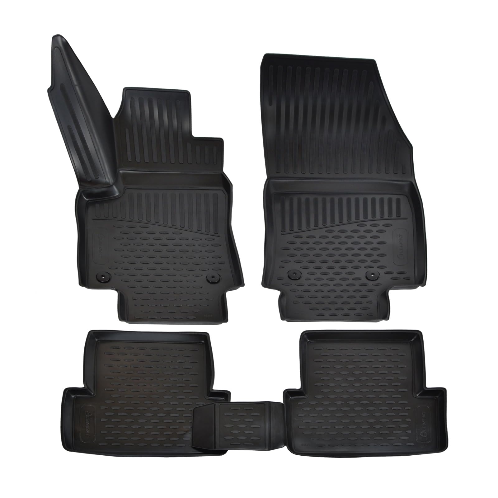 J&J AUTOMOTIVE Tappetini Auto 3D In TPE Per Citroën C3 (2009-2016) - Set 4 Pezzi Nero, Bordo Rialzato 4 Cm, Inodori, Su Misura - 5