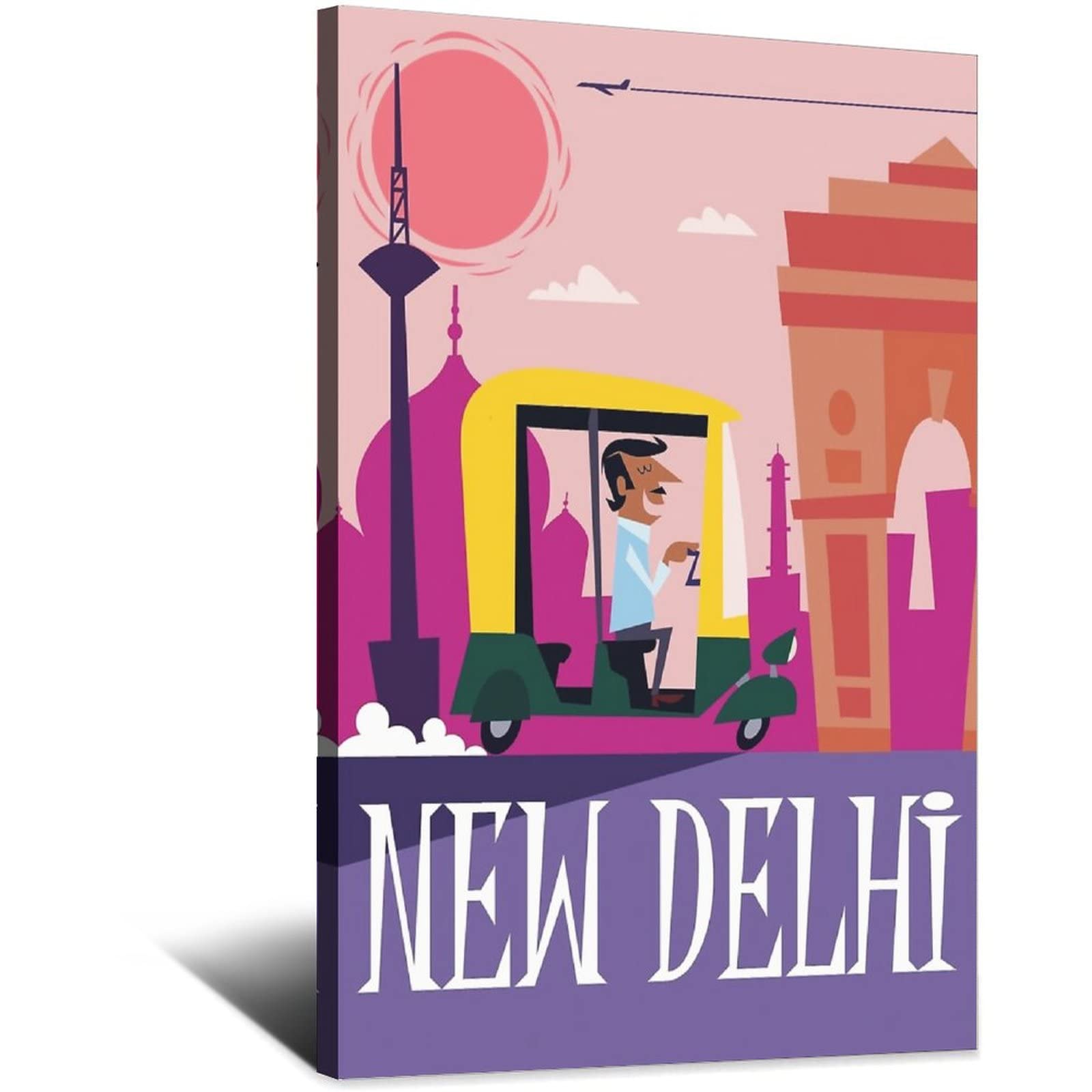 New Delhi India Skyline Vintage Travel Poster Canvas Art Wall Decor Poster Picture Print Painting Posters Gift 8x12inchs(20x30cm)