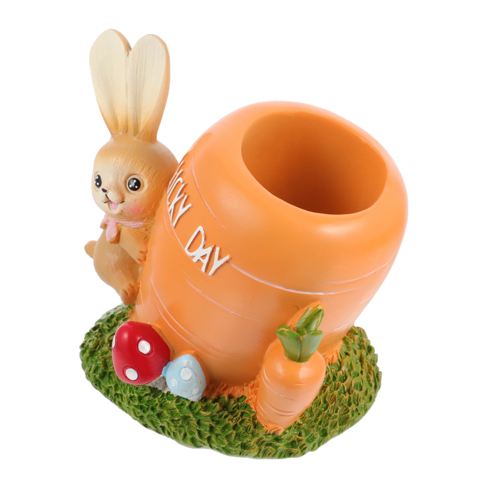 Porte-crayons lapin en résine orange et organisateur de bureau enfant