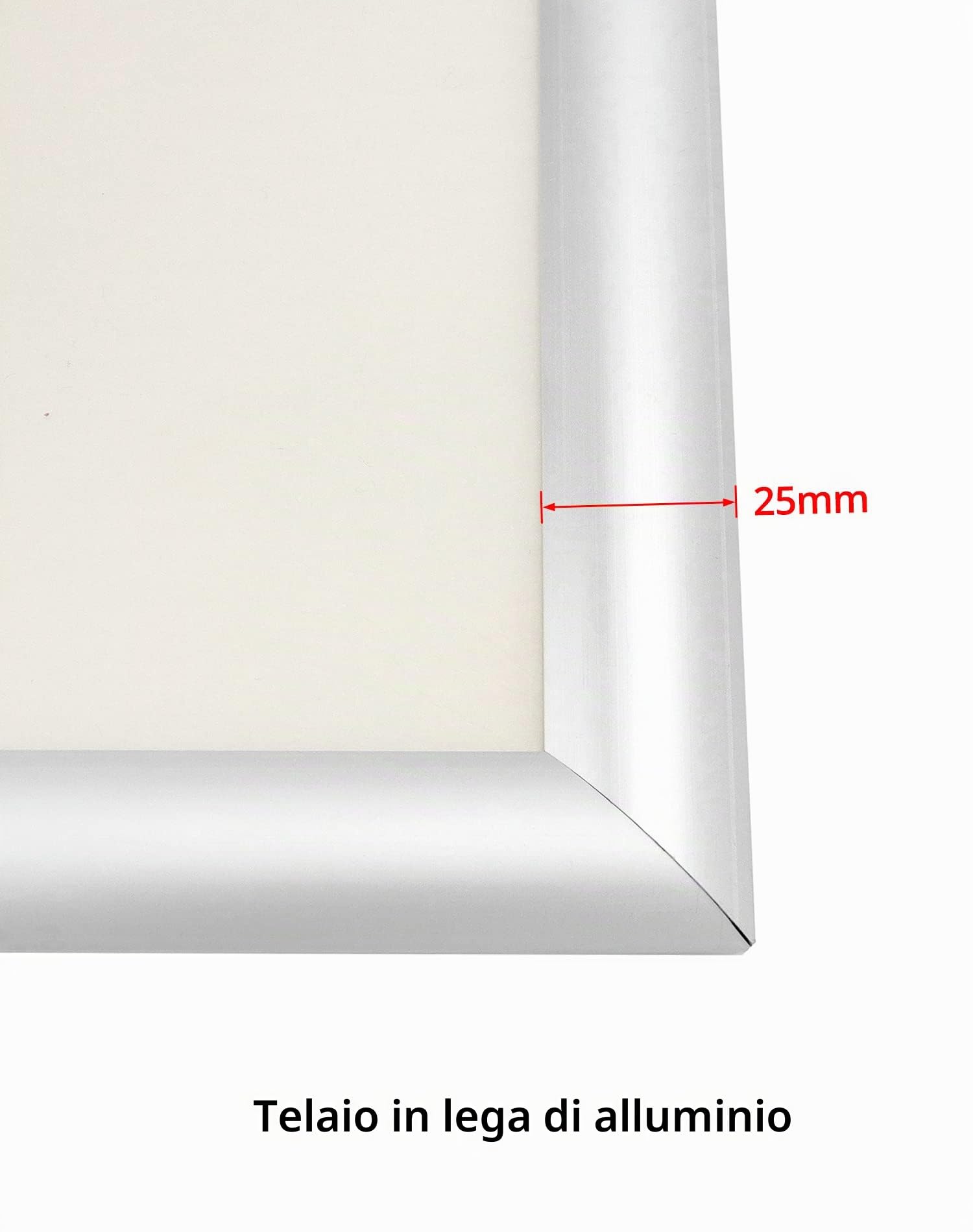 QWORK® 5 Pezzi Cornice a Scatto - A3 (29,7 x 42 cm) - Profilo in Alluminio Anodizzato da 25 mm - per Mostrare Disegni, Certificati, Poster