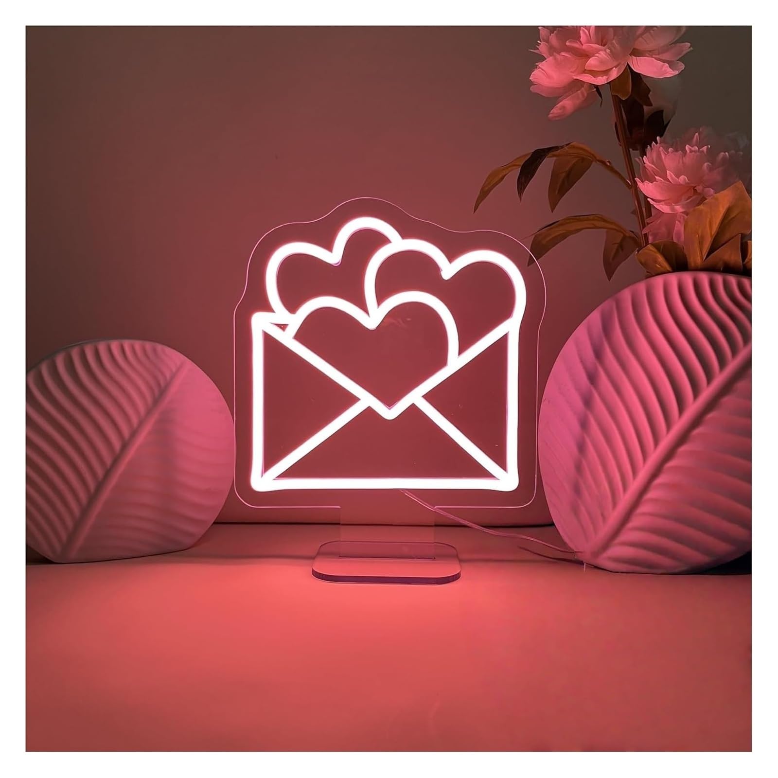 Insegna luminosa per rosa per neon Love Envelope, ideale per una per stanza, 25 cm x 30