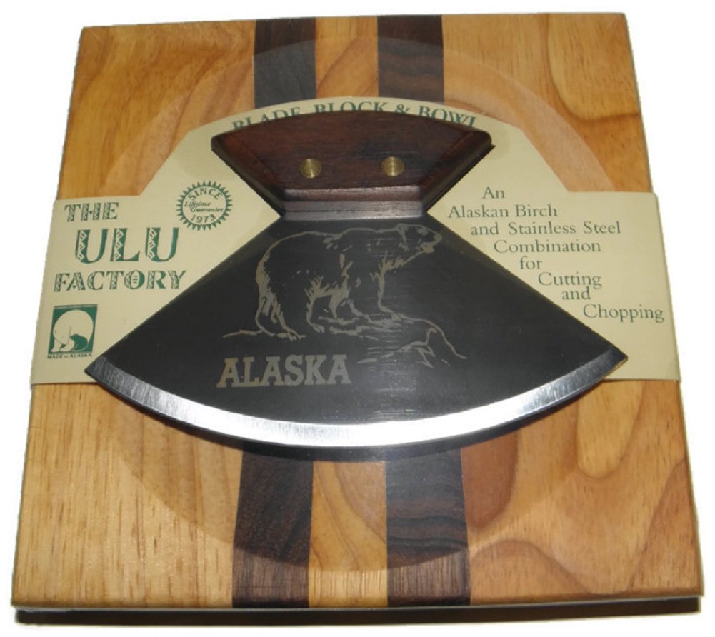 The ULU Factory Yupik Knife/Bowl Set Walnut Handle w/ 6" Polar Bear Etched Blade