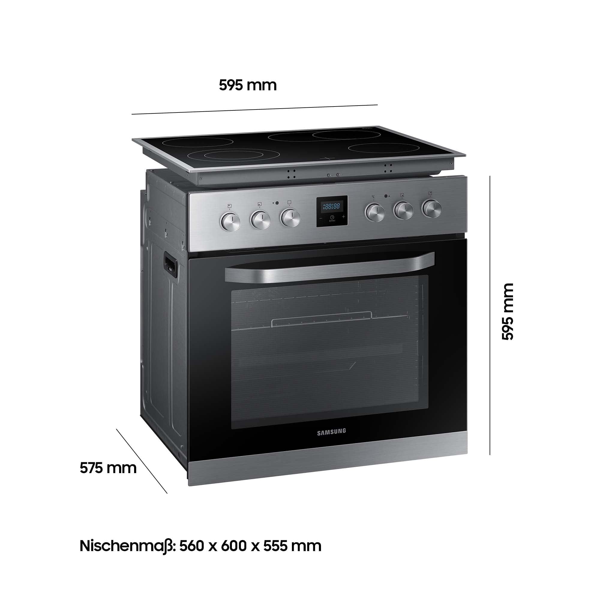 Samsung Herdset F-NB69R3301RS Ceranfeld Einbaubackofen 69ℓ versenkbare Knebel Glaskeramik Kochfläche