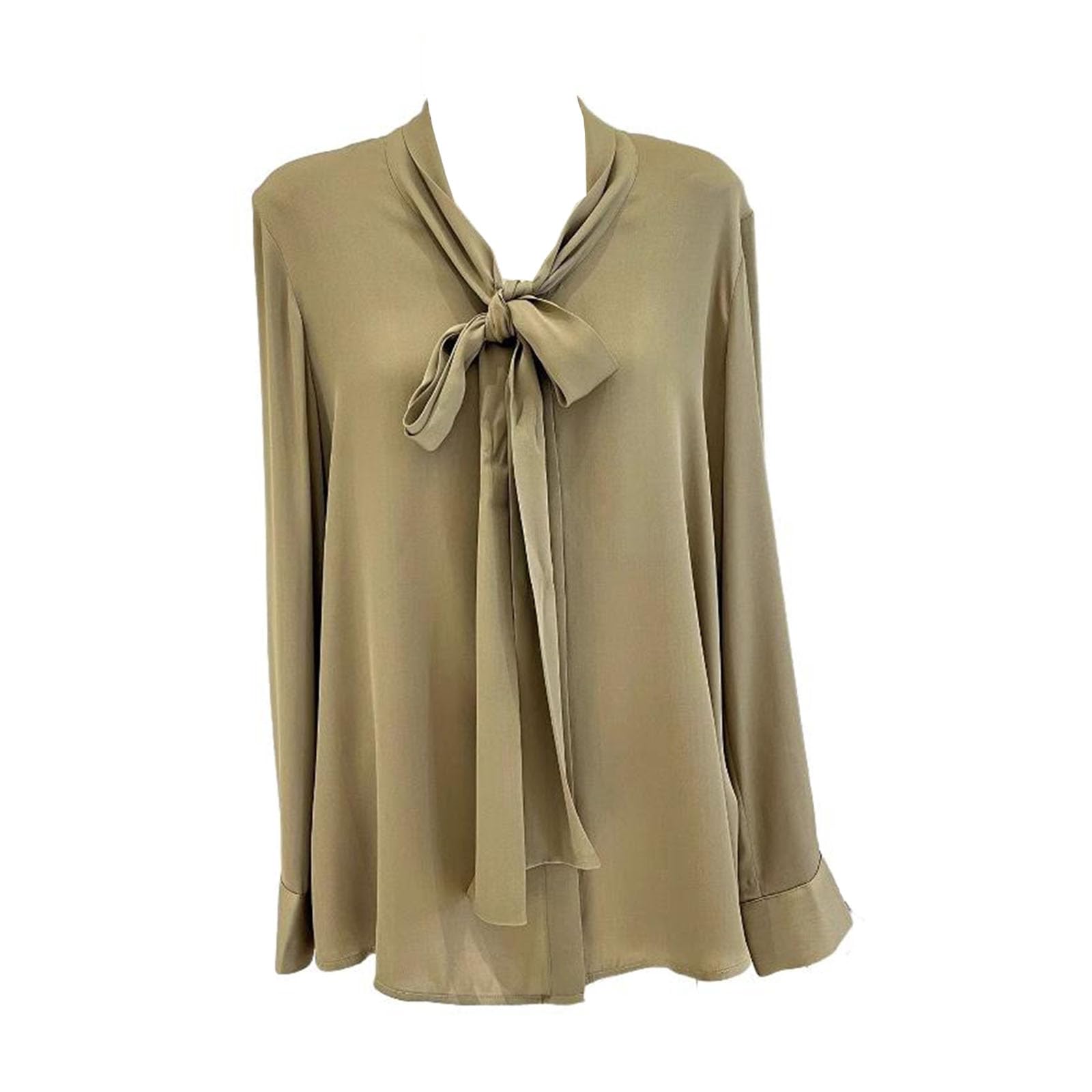 Blusa de Seda de Manga Larga con Nudo para Mujer